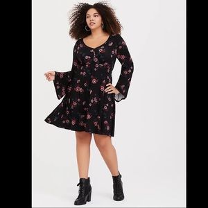 Torrid Bell Sleeve Floral Skater Dress